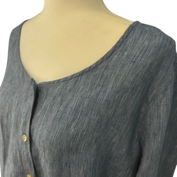 Sigrid Olsen 100% Linen top women’s size large cottagecore summery blue boho - Picture 15 of 15